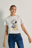 Camiseta crop top unicolor en algodón con arte de Snoopy