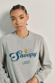 Buzo de Snoopy college unicolor perchado cuello redondo