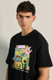 Camiseta unicolor de Bob Esponja oversize cuello redondo