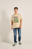 Camiseta unicolor de Bob Esponja oversize cuello redondo