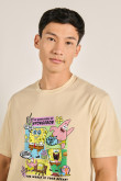 Camiseta unicolor de Bob Esponja oversize cuello redondo