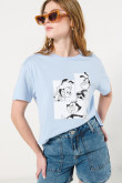 Camiseta azul clara crop top con diseño de Animaniacs