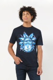 Camiseta azul intensa de Rick and Morty con manga corta