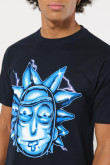 Camiseta azul intensa de Rick and Morty con manga corta