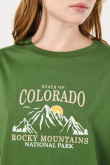 Camiseta oversize verde oscura crop top con diseño college