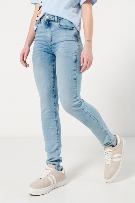 Jean jegging super tiro alto azul claro