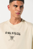 Camiseta manga corta con estampado en frente de One Piece