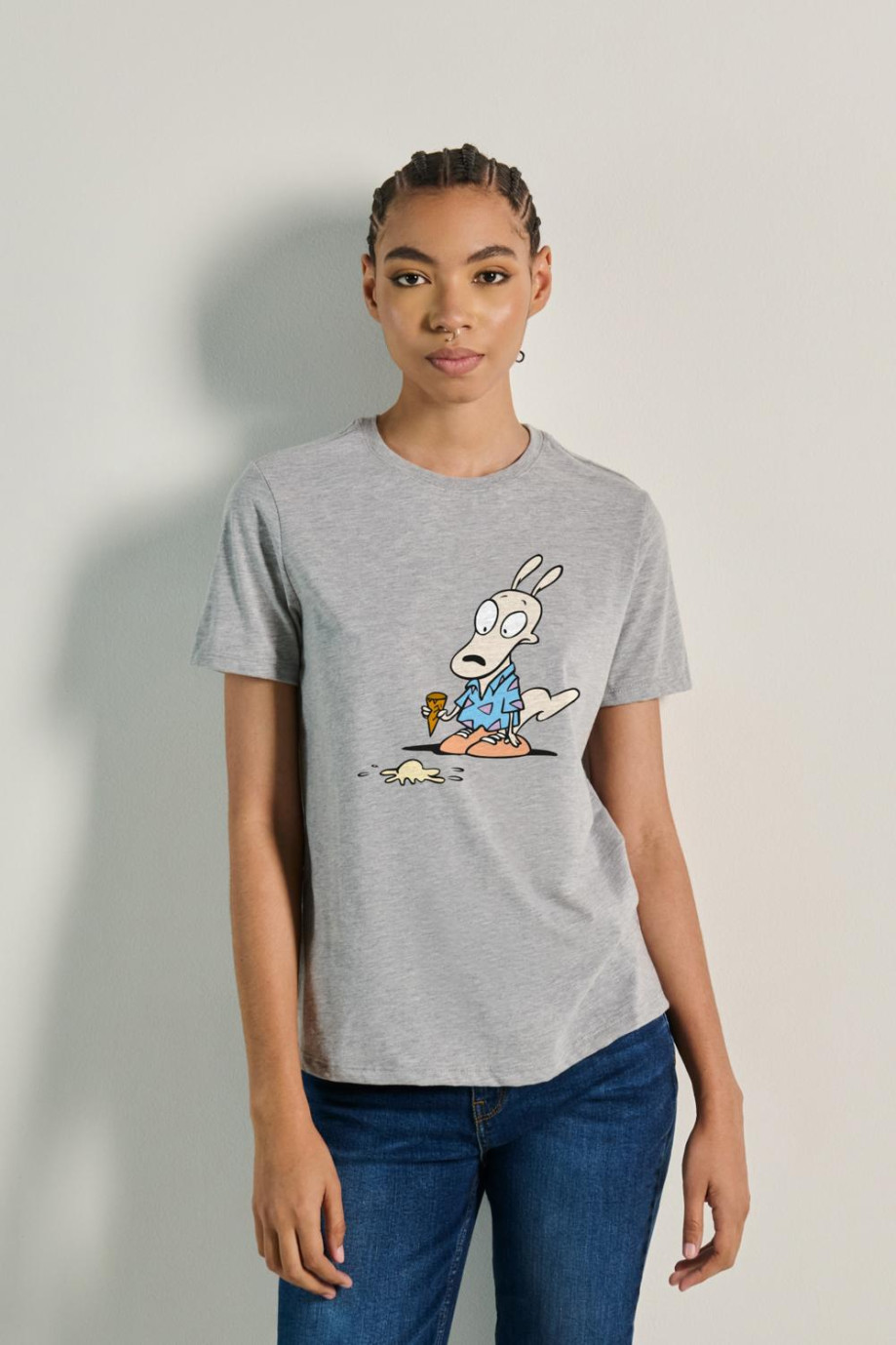 Camiseta manga corta con estampado de la vida moderna de Rocko