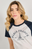 Camiseta college de París unicolor manga ranglan corta