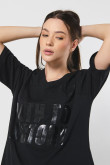 Camiseta oversize para mujer manga corta color negro