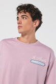 Camiseta  oversize manga corta para hombre con estampación college