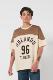 Camiseta oversize para hombre manga corta con estampación college