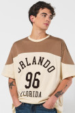 Camiseta oversize para hombre manga corta con estampación college