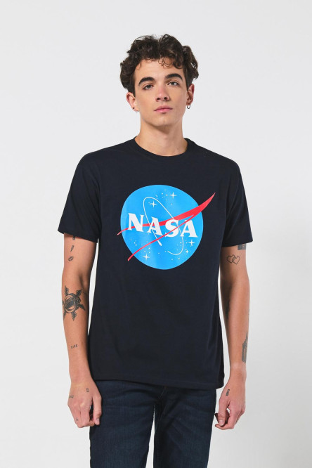 Camiseta azul intensa de NASA con cuello redondo