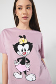 Camiseta unicolor para mujer manga corta estampada en frente de Animaniacs.