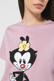 Camiseta unicolor para mujer manga corta estampada en frente de Animaniacs.