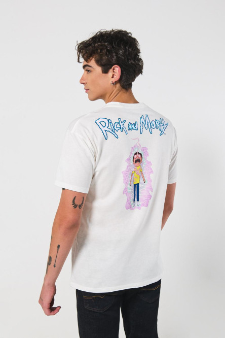 Camiseta crema de Rick and Morty con cuello redondo