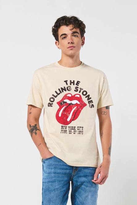 Camiseta de Rolling Stones kaki con cuello redondo