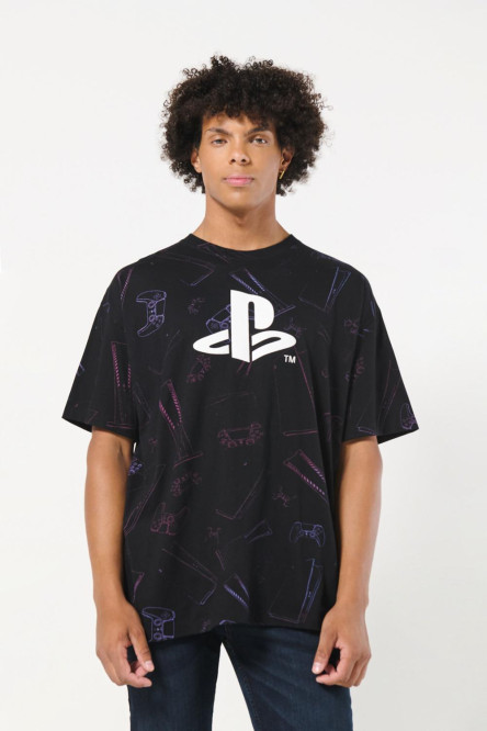 Camiseta manga corta con estampado en frente y espalda de Play Station