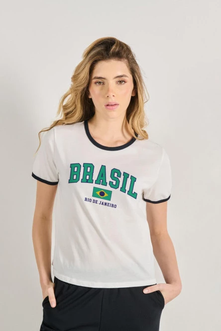 Camiseta de contrastes femenina de Brasil