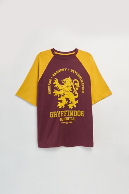 Camiseta manga corta oversize con estampado en frente de Harry Potter.