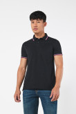 Camiseta unicolor polo con tejido en puños y cuello