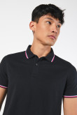 Camiseta unicolor polo con tejido en puños y cuello