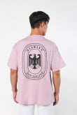 Camiseta oversize para hombre manga corta con estampación tipo college