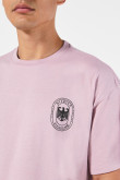 Camiseta oversize para hombre manga corta con estampación tipo college