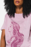 Camiseta unicolor para mujer manga corta estampada en frente de Ariel, personaje en la Sirenita