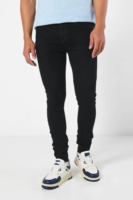 Jean súper skinny negro tiro bajo con ajuste ceñido