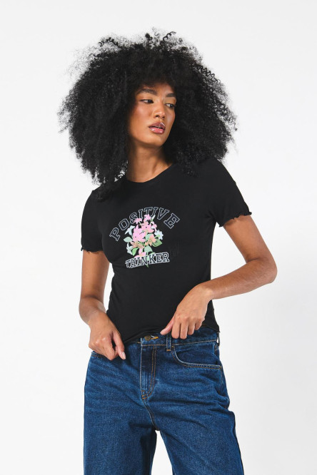 Camiseta básica para mujer manga corta, estampada.