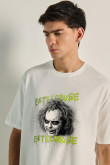 Camiseta oversize unicolor con diseño de Beetlejuice