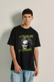 Camiseta oversize unicolor con diseño de Beetlejuice