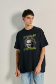 Camiseta oversize unicolor con diseño de Beetlejuice