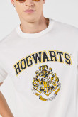 Camiseta cuello redondo crema con arte de Harry Potter