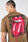 Camiseta café con estampados de Rolling Stones y manga corta