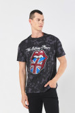 Camiseta gris tie dye de Rolling Stones con cuello redondo