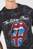 Camiseta gris tie dye de Rolling Stones con cuello redondo