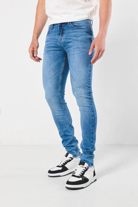 Jean azul claro tipo skinny tiro bajo con ajuste ceñido