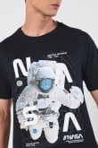 Camiseta azul intensa en algodón de NASA con manga corta