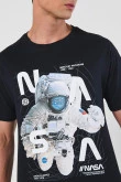 Camiseta azul intensa en algodón de NASA con manga corta