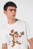 Camiseta crema cuello redondo con diseño de Looney Tunes