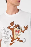 Camiseta crema cuello redondo con diseño de Looney Tunes