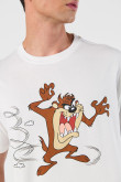 Camiseta crema cuello redondo con diseño de Looney Tunes