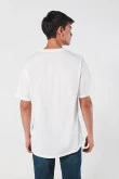 Camiseta en algodón manga corta unicolor para hombre, con pespunte decorativo en frente.