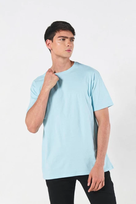 Camiseta manga corta unicolor con para hombre cuello redondo básica.