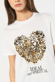 Camiseta unicolor con diseño animal print y manga corta