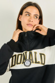 Buzo negro cuello alto oversize con diseño de Donald