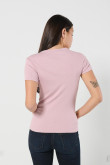 Camiseta en rib unicolor ajustada con cuello redondo